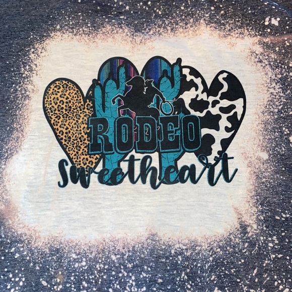 Rodeo Sweetheart bleached tee shirt LARGE - Picture 2 of 2